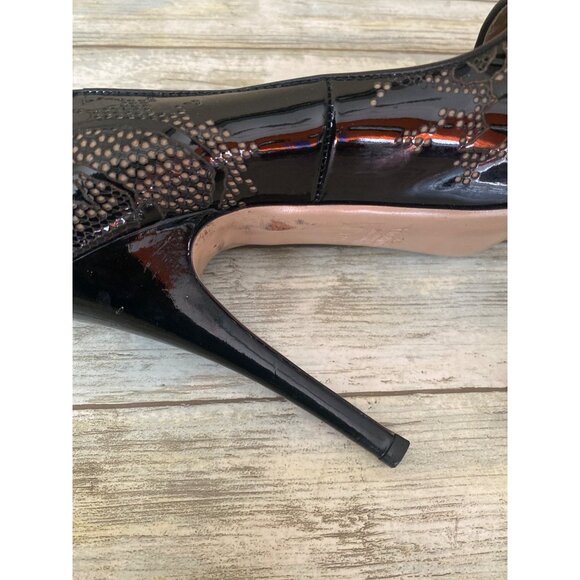 Valentino Garavani Black Patent Lace Peep Toe Pumps Heels Size 37.5 (7.5 US) - Picture 12 of 12